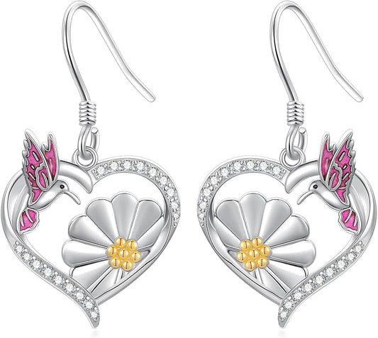 Bee/Butterfly/Dragonfly/Hummingbird/Sunflower Earrings for Women 925 Sterling Silver Sunflower Earrings Hypoallergenic Animal Jewelry Gifts for Women