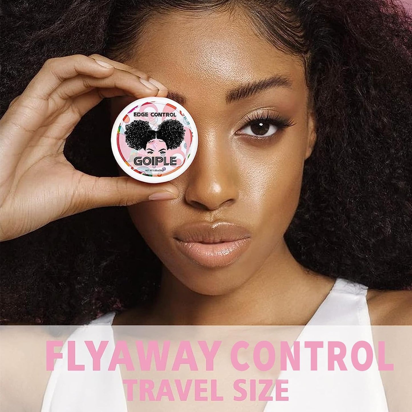 Goiple Edge Control Wax for Women Strong Hold Non-greasy Edge Smoother Strawberry Scent (4oz Edge Control + 0.7oz Travel Szie Edge Control Wax + Edge Brushes*2+Tie Band*2)