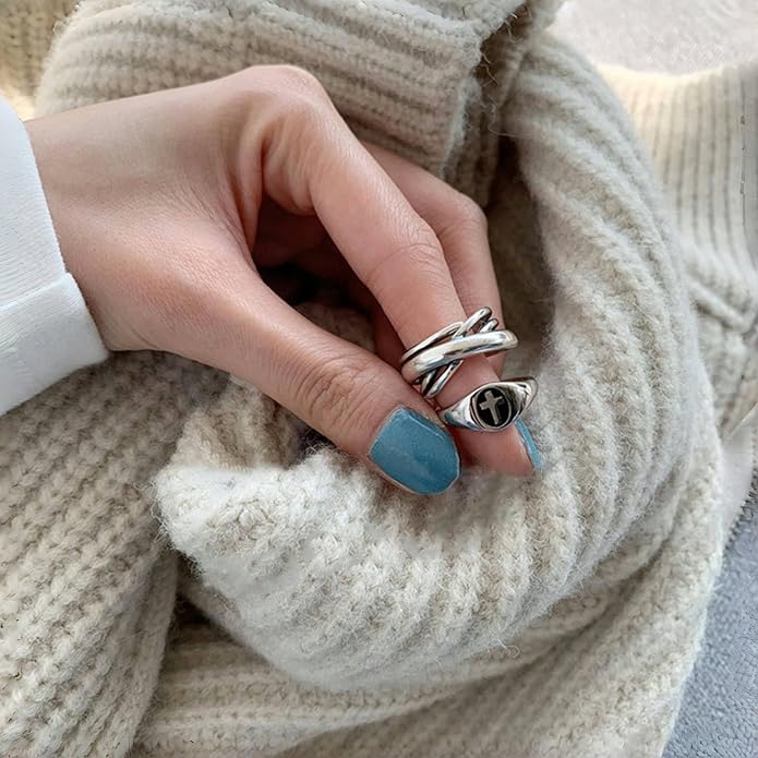 925 Sterling Silver Ring Minimalist Adjustable Rings Band Handmade Rings for Women Girls