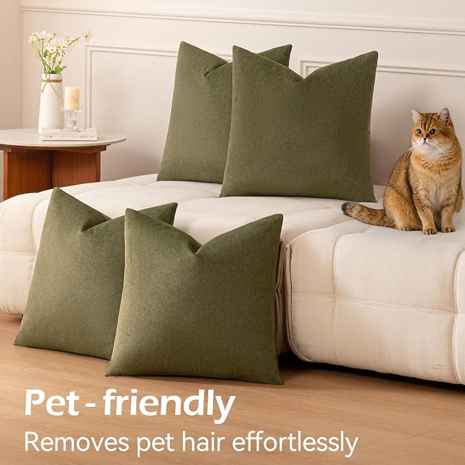 a moment Waterproof Throw Pillow Covers Set of 4,22x22 Inch Outdoor Stain Resistant Pet Friendly Pillowcases Cushion Covers for Patio Sofa and Living Room,Rust