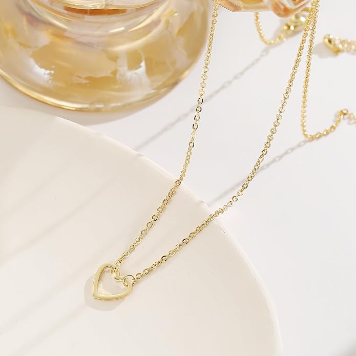 Collner 14K Gold Heart Pendant Necklace for Women Dainty Star Necklace Tiny Evil Eye Choker Necklace Boho Crescent Moon Necklace Minimalist Jewelry
