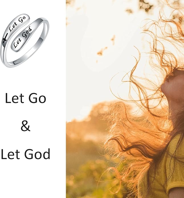 925 Sterling Silver Inspirational Adjustable Rings - Personality Encouragement Jewelry Gift For Women