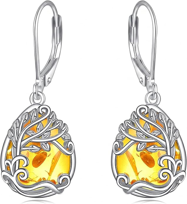 Teardrop Tree of Life/Filigree Earrings for Women Dangle Leverback Earrings Jewelry Gift Anniversary For Her