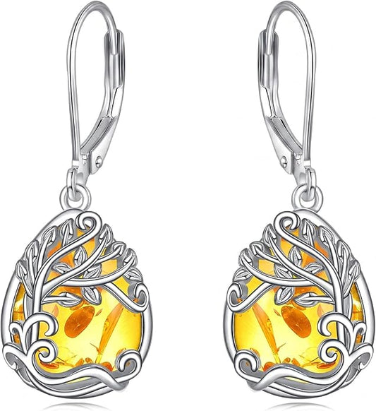 Teardrop Tree of Life/Filigree Earrings for Women Dangle Leverback Earrings Jewelry Gift Anniversary For Her