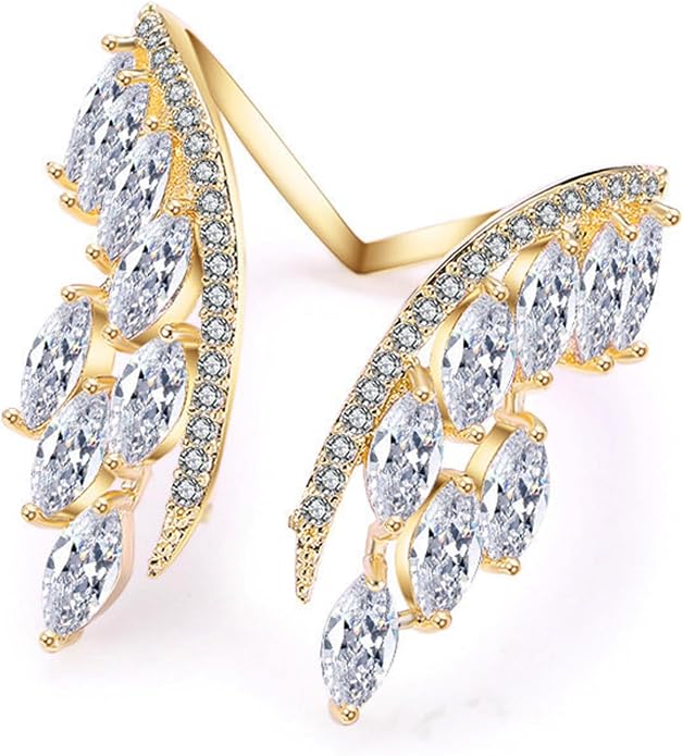 18K Gold Plated Rings for Women and Teen Girls Non Tarnish Cubic Zirconia Fidget Ring Butterfly/Snake/Mesh/Cross/Crown Knuckle Ring Open Adjustable Statement Stacking Chunky Rings