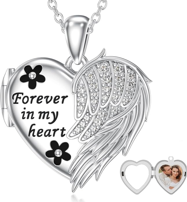 Dorunmo Personalized Locket Necklace 925 Sterling Silver that Holds Pictures Butterfly Birthstone Photo Heart Locket Custom Jewelry Congratulations New Beginnings New Job Gifts for Women