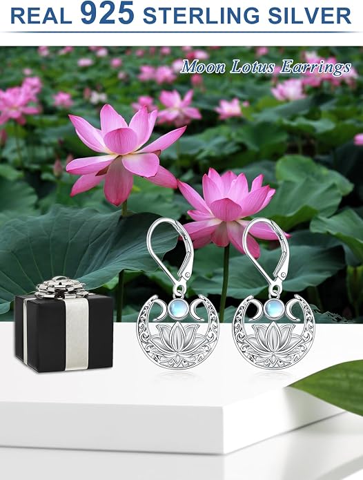 Dorunmo Moonstone Dangle Drop Earrings s925 Sterling Silver Leverback Earrings Filigree Moonstone Jewelry Birthday Gifts for Women