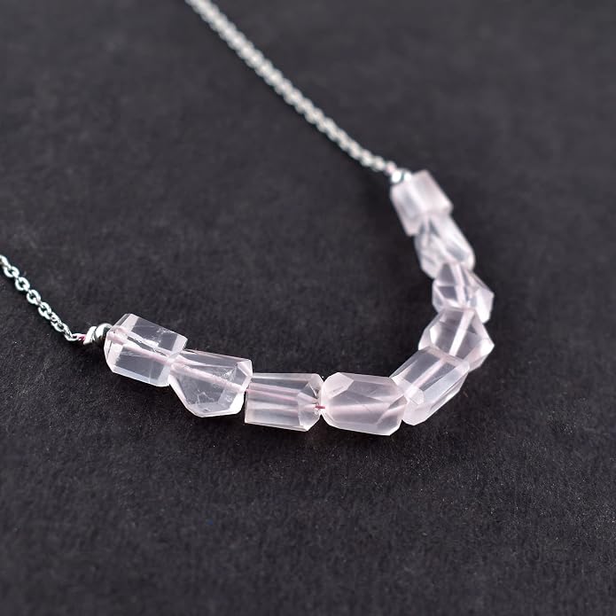 Natural Gemstone Dainty Pendant Necklace for Women Handmade Crystal Jewelry 925 Sterling Silver 18 Inch Chain Healing Chakra Christmas Birthday Gift for Her