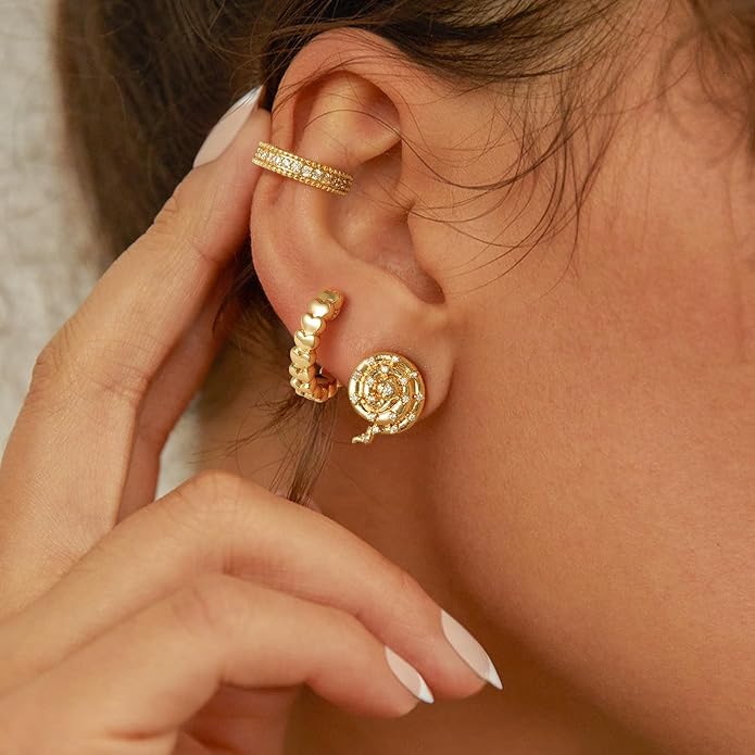 MYEARS Women Ear Cuff Earring Gold Non Pierced Ear Cartilage Clip on Wrap Hoop 14K Gold Filled Tiny Boho Beach Simple Minimalist Delicate Handmade Hypoallergenic Jewelry Gift-Sold as Single/Pair