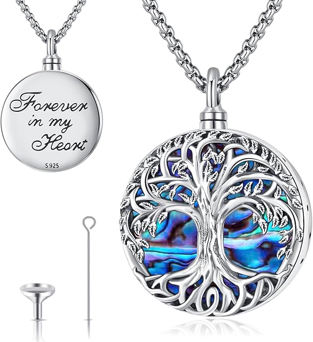 Jewelry Gifts - Tree of Life Necklace Sterling Silver Abalone Shell/Opal/Moonstone/Black Onyx/Turquoise/Malachite/Crystal Family Tree of Life Jewelry for Women Men