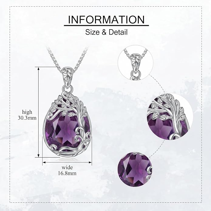 Teardrop Moonstone Necklace for Women Tree of Life/Filigree Birthstone Pendant Necklace Jewelry