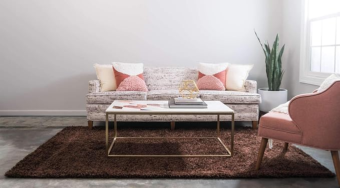 Unique Loom Solid Shag Collection Area Rug (3' 3" x 5' 3" Rectangle, Chocolate Brown)