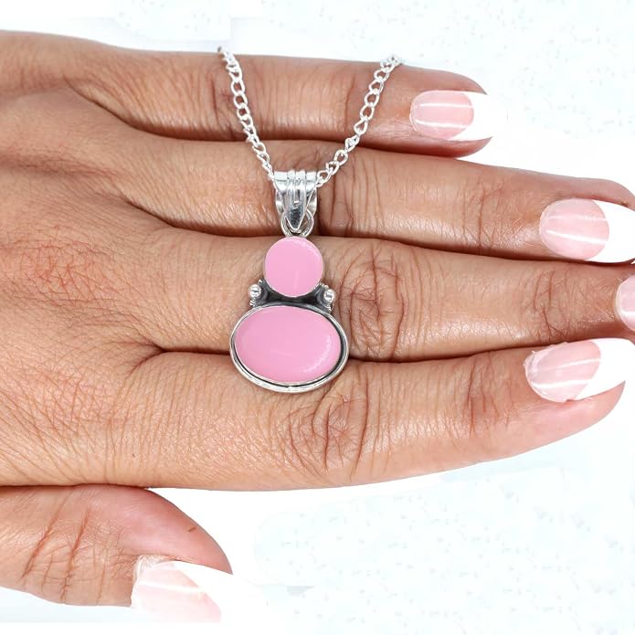 Handmade Genuine 925 Sterling Silver Pendant Necklace Natural Gemstone Crystal, Lapis, Onyx, Amber Oval Round Boho Jewelry For Women
