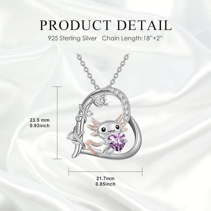 PELOVNY Teddy Bear Necklace for Women 925 Sterling Silver Bear/Highland Cow/Fox/Cat/Axolotl Birthstone Necklace Christmas Birthday Jewelry Gifts for Mom Daughter Wife Sister