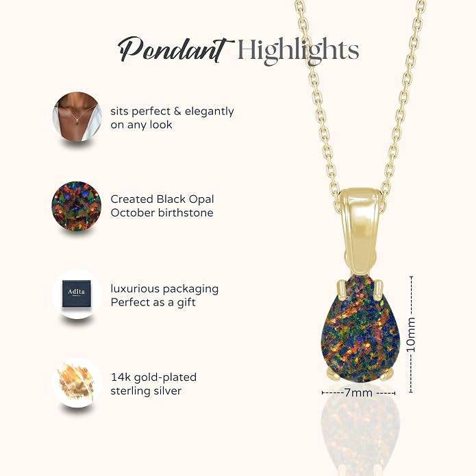 14K Gold Plated Gemstone Teardrop Necklace for Women – Dainty Birthstone Jewelry – Elegant Everyday Gold Necklace – Gift for Her
