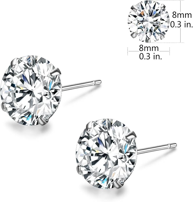 SBLING Platinum Plated Sterling Silver Stud Earrings Made with Austrian Crystals