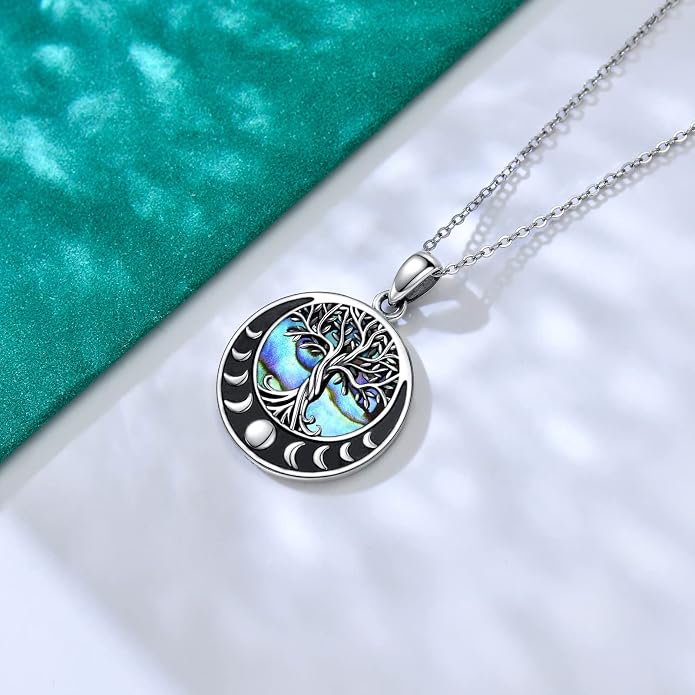 ONEFINITY Tree of Life Necklace 925 Sterling Silver Abalone Shell Celtic Knot Pendant Necklace for Women Jewelry