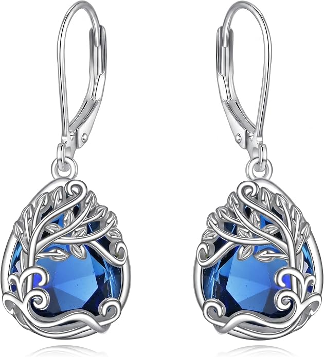 Teardrop Tree of Life/Filigree Earrings for Women Dangle Leverback Earrings Jewelry Gift Anniversary For Her