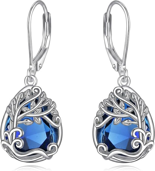 Teardrop Tree of Life/Filigree Earrings for Women Dangle Leverback Earrings Jewelry Gift Anniversary For Her