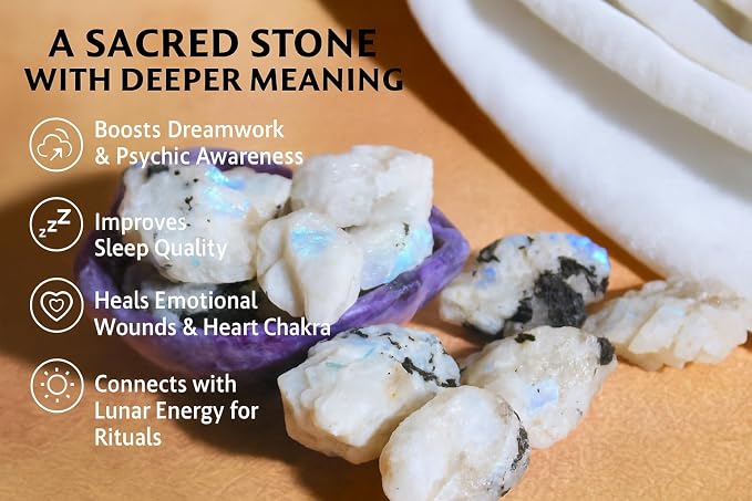 Large 1.25-2.0” Natural Rainbow Moonstone Raw Crystals Stones for Meditation, Chakra, Reiki, Crystal Grid, Energy Work, Wire Wrapping, Tumbling & Spiritual Home Decor