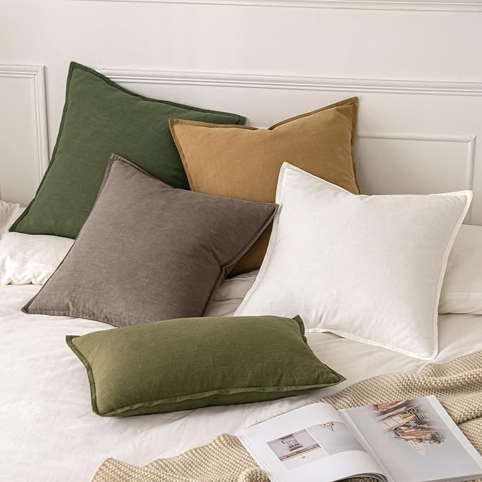 MIULEE Decorative Linen Pillow Covers 20x20 Inch Malt Ball | Boho Farmhouse Fall Autumn Couch Throw Pillows for Bed, Pack of 2 Accent Modern Pillowcases, Sofa Livingroom Home Decor