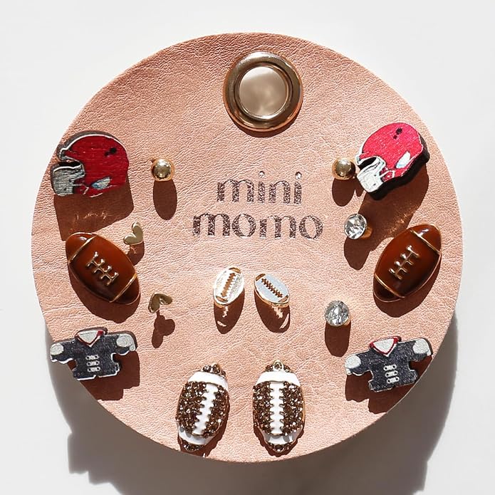 Sports Earring Set for Women Multi Pairs Assorted Multipack - Stud Earrings Jewelry Gift for Sports Mom Football, Baseball, Basketball, Soccer Team
