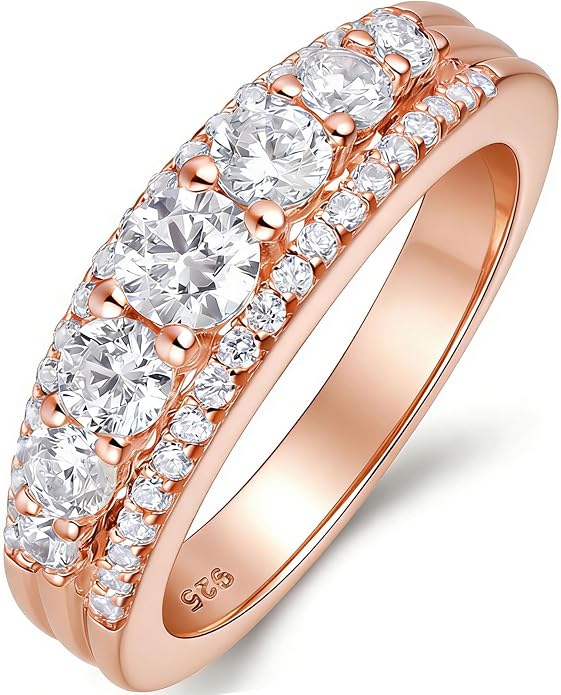 Newshe Jewellery Moissanite Wedding Bands for Women Eternity Ring 925 Sterling Silver Engagement Anniversary Stacking Size