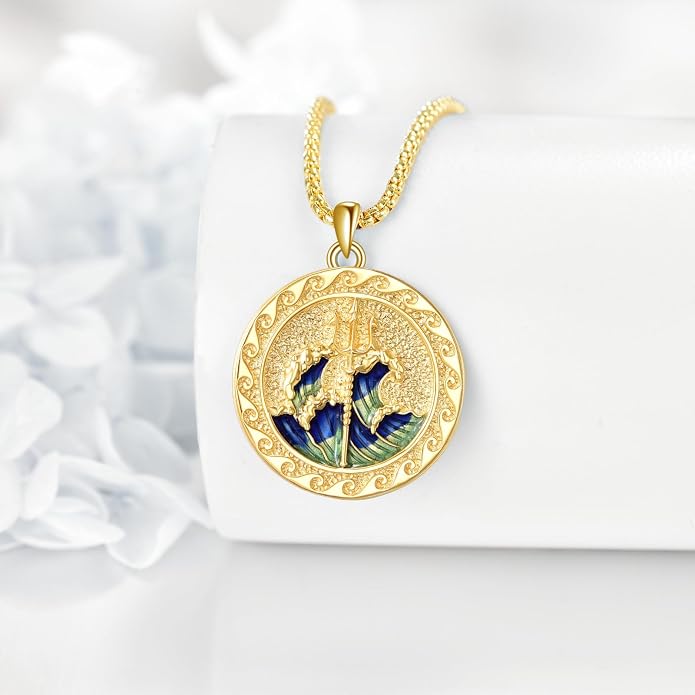 Poseidon/Athena/Apollo/Valhalla/Norse Viking Necklace 925 Sterling Silver Pendant Necklace for Men Greek/Norse Viking Amulet Jewelry Gifts