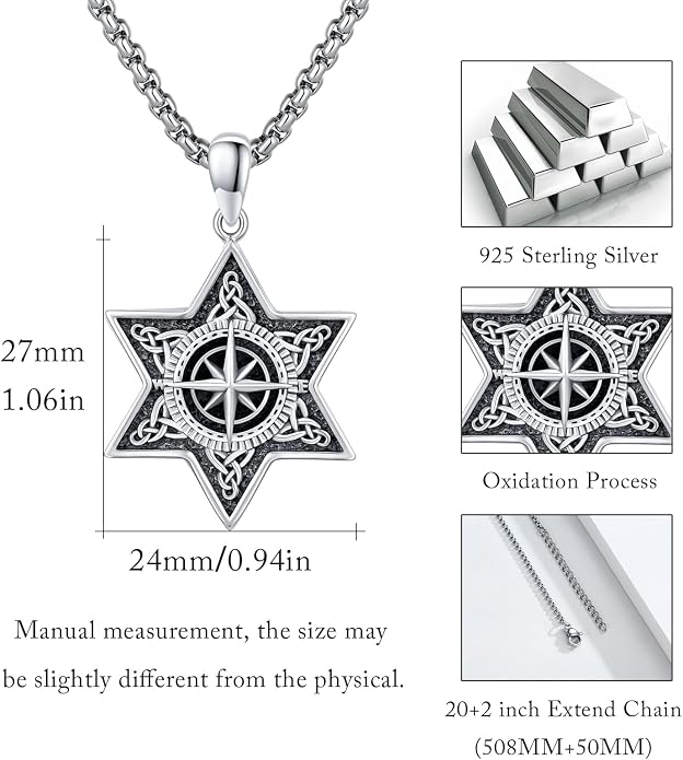 Viking Necklace 925 Sterling Silver Celtic Nordic Runes Amulet Necklace Viking Jewelry for Men Women