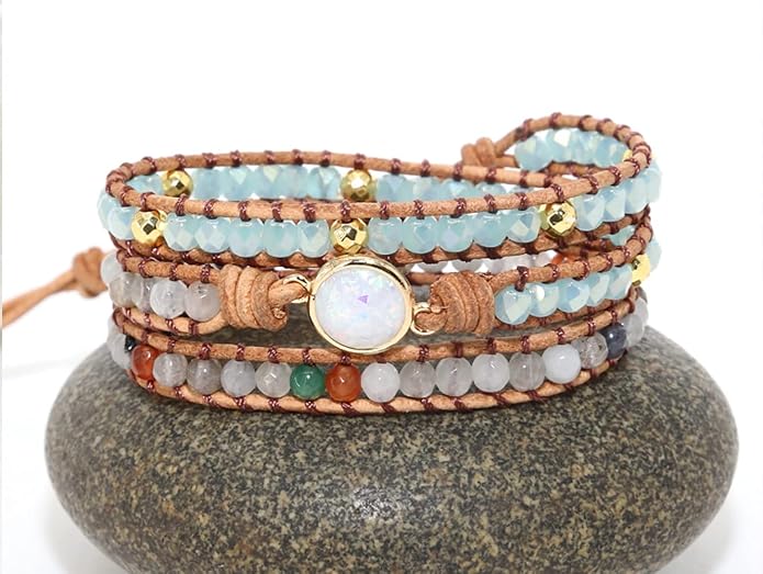 Women Wrap Bracelets Boho Natural Stone Jasper Turquoises Strand Bracelet Jewelry Collection