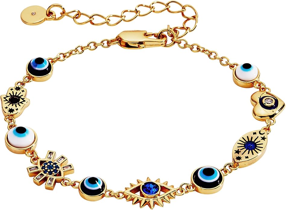 Alex and Ani Evil Eye Bracelets - Sapphire & Crystal Stones, Nickel-Free, Radiant Evil Eye Jewelry for Women