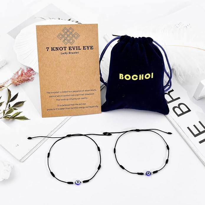 BOCHOI Evil Eye Bracelet for Women Good Luck String Bracelet Kabbalah Protection Friendship Wish Bracelet Jewelry for Girls Girlfriend Wife Mother Daughter