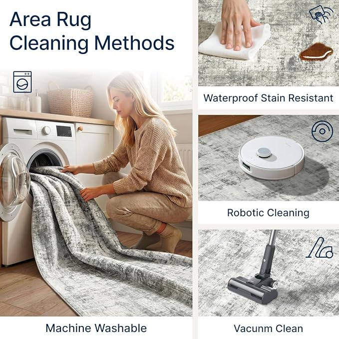 6x9 Area Rugs Washable Living Room Rug-No Slip Soft Carpets Modern Abstract Indoor Floor Stain Resistant Carpet for Bedroom Dining Room Farmhouse Nursery Home Office Grey