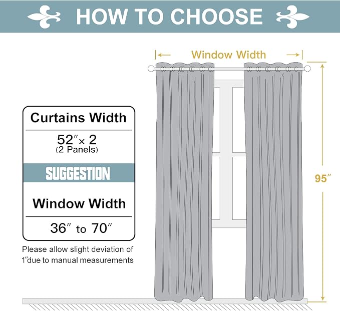 ChrisDowa 100% Blackout Curtains for Bedroom 95 Inches Long 2 Panels Set | 2 Thick Layers, Thermal Insulated, Light Blocking, Grommet, Long Window Drapes, for Living Room, Brown, 52 x 95 Inch