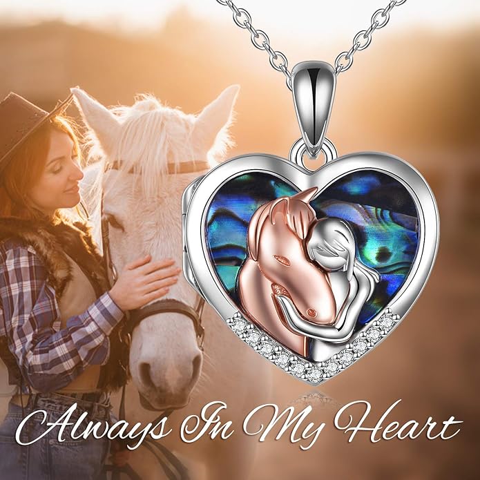 YFN Horse Pendant Necklace Jewelry 925 Sterling Silver Women Embrace Horse Gift For Women