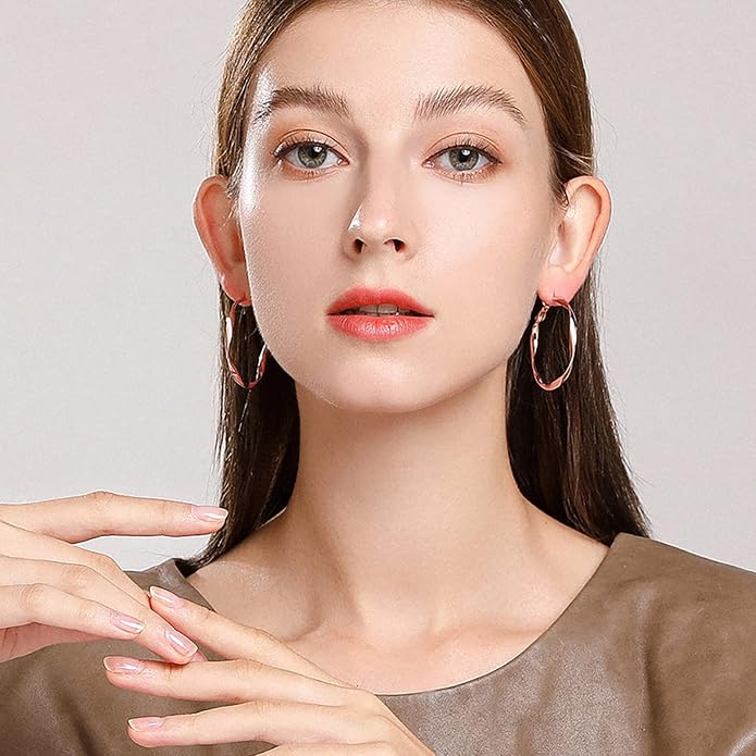 24K Gold Hoop Earrings for Women Trendy Real Gold Plated Twisted Thin Huggie Hoops, Dainty Cute Big Gold Filled Dangle Hoop Earrings Nickel Free Womens Earrings for Sensitive Ears Hypoallergenic