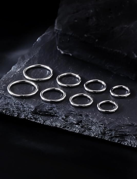 20G 18G 16G 14G 12G 10G 8G 6G Nose Rings Hoops 316l Surgical Steel Clicker Septum Lip Ring Tragus Helix Daith Rook Conch Snug Cartilage Lobe Earrings Hoop Piercing Jewelry For Women Men