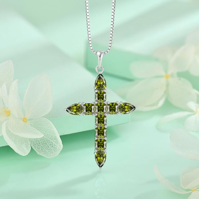 STARCHENIE 925 Sterling Silver Cross Necklace for Women Birthstone Jewelry | 925 Sterling Silver Crucifix Pendant, Birthstone Jewelry, Christian Religious Gift for Her