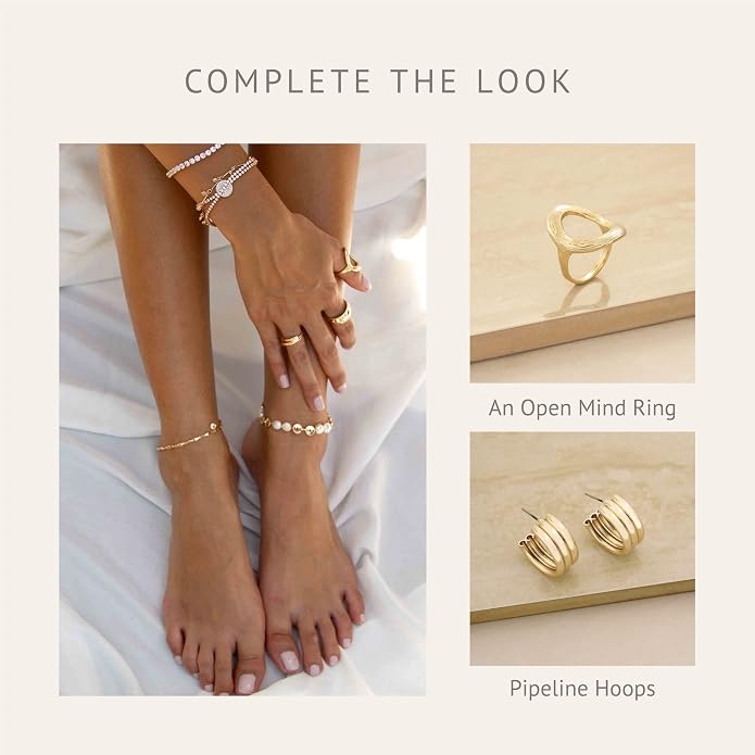 Ettika Anklets for Women. Anklet, 18k Gold or Rhodium Plated. Ankle Bracelets for Women, Jewelry