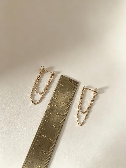 Tassel Earrings for Women Gold Plated Silver Chain Earrings Dainty Minimalist Dangle Drop Studs