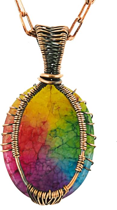 Tree Of Life Natural Gemstone Pendant Copper Wire Wrapped Jewelry Necklace