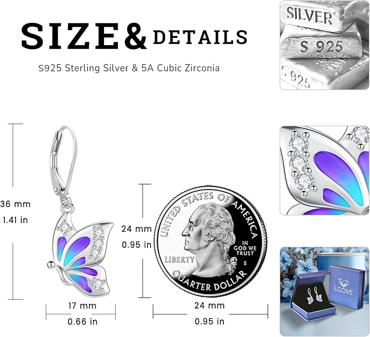 Tree of Life/Cat/Turtle/Butterfly/Flower/Celtic/Turquoise/Moonstone Dangle Earrings for Women Sterling Silver Cute Animals Drop Earrings Jewelry Gifts