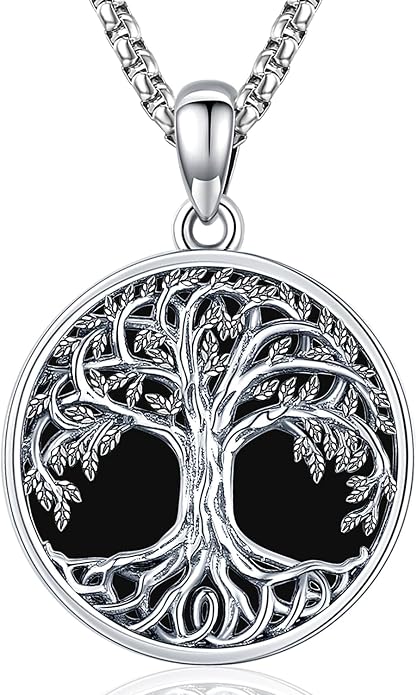 Odinstone Tree of Life Necklace, Sterling Silver Pendant for Women Family Tree Necklaces Jewelry for Mom/Wife/Grandma(With Fine Gift Box)