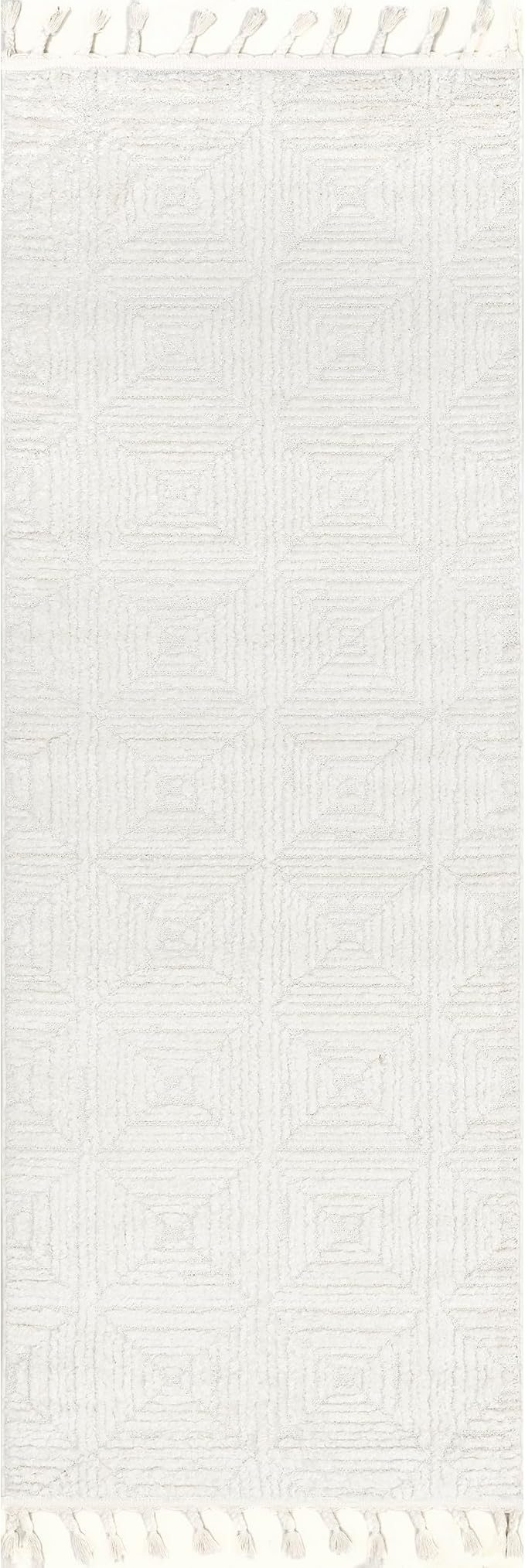 Nuloom Kerry Cream, 2'8" x 8', Geometric, Soft and Cozy, High Traffic, Stain Resistant, Easy Clean, Durable Runner for Bedroom, Living Room, Dining Space, Den, Foyer, Entryway