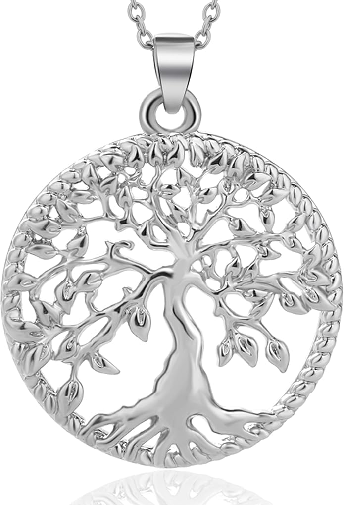 Tree of Life Necklace for Women, 925 Sterling Silver Pendant Necklace, Dainty Family Tree Celtic Jewelry, Birthday Anniversary Mothers Day Gift
