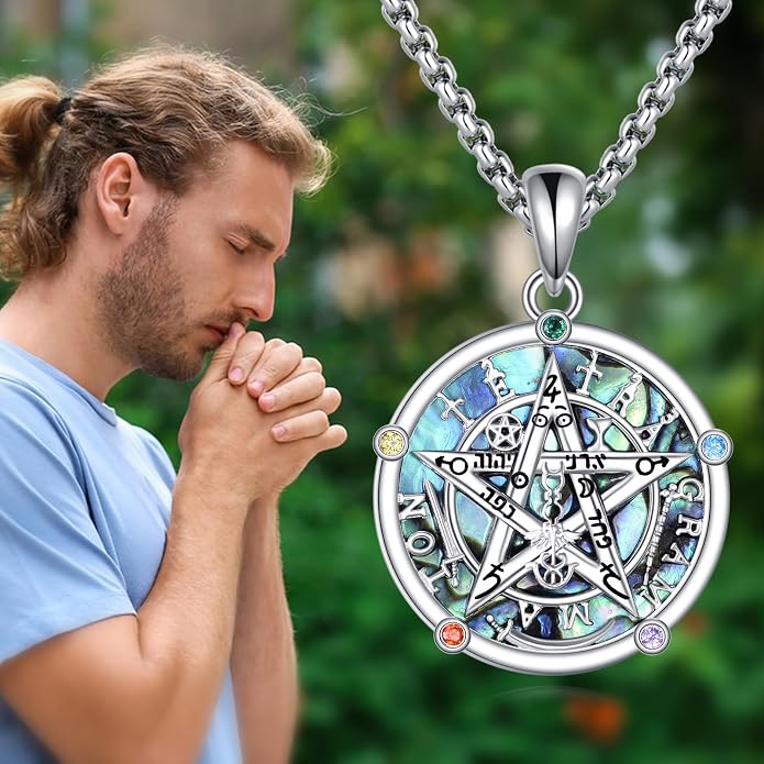 Birthstone Pentagram Necklace for Women 925 Sterling Silver Pentacle Daisy Pendant Pentacle Jewelry Birthday Gifts