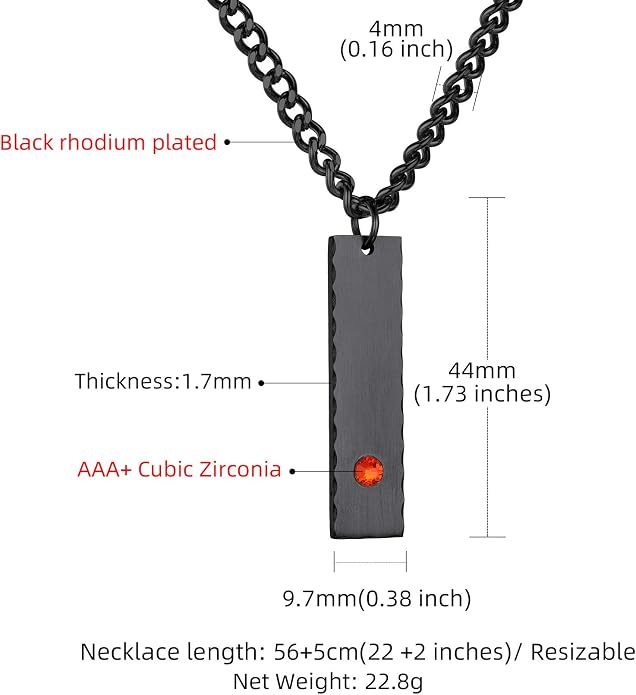 GOLDCHIC JEWELRY Personalized Birthstone Name Necklaces for Men Women, Engraved Family Names Necklace with Birthstone Vertical Bar Necklace, Pendant for Husband/Father/Grandma/Wife Birthday Gifts