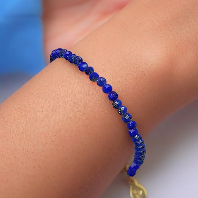 Faceted Bracelet for Women, Certified 925 Sterling Silver with 18K Gold Vermeil Healing Crystal Bracelets for Women - Crystals and Healing Stone Bracelet Women Jewelry for Gift