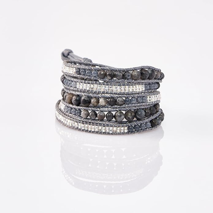 Bracelet for Women – Handmade Vegan Boho Natural Stone Layered Bracelet, Thailand Bohemian Stackable Beaded Wrap Bracelets, Summer Hippie Bracelet Stack, Fashion Jewelry Gifts