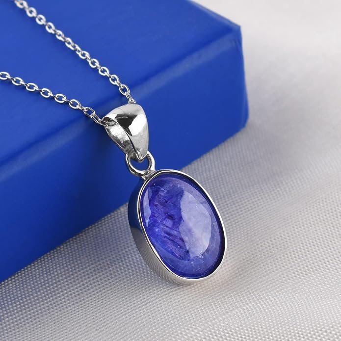 Natural Gemstone Pendant Necklace for Women, Healing Stone Chakra Crystal Birthstone 925 Sterling Silver Chain 18 Inch Birthday Christmas Gifts